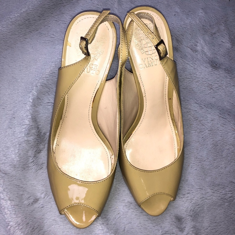 Vince Camuto Nude Patent Slingback Heels